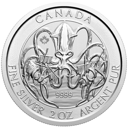 2020 2oz Canadian Kraken Silver Coins - Royal Canadian Mint